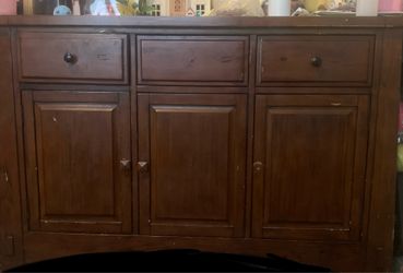 brown storage cabinet/ tv displayer