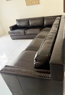 Genuine Leather Sectional Couch  Excellent Condition