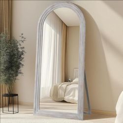 Arched Full Length Mirror with Solid Wood Frame