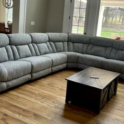 6 Pc Light Grey Modular Power Reclining Sectional