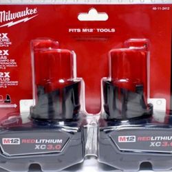 NEW Milwaukee M12 3.0 Ah Batteries 2-Pack 