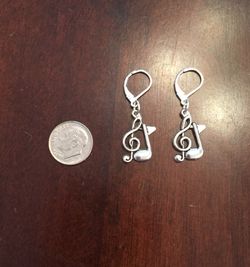 NEW Sterling Silver Dangle Earrings with Treble Clef Note Charms