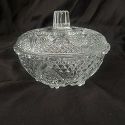 Heart Shaped Gift Heart Covered Crystal Lidded Bowl-Vintage Jewelry Holder- Candy Dish 