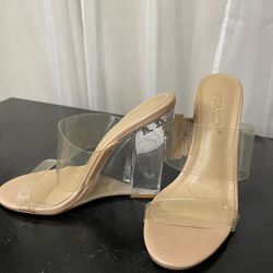 Clear Strap Block Heels Size 6 