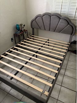 Queen Smart LED Bed Frame with Upholstered Headboard