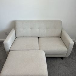 Amazon Brand – Rivet Sloane Mid-Century Modern Loveseat Sofa with Ottoman