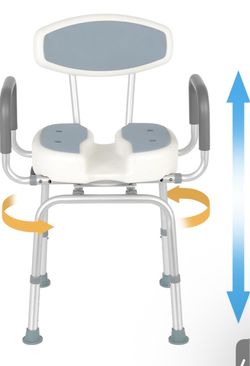 FAHKNS Senior Bathing Chair Swivel Shower Chair with Arms and Back, 400 lbs Heavy Duty U-Shape Seat for Inside Tub, Height Adjustable Safety Bath Seat