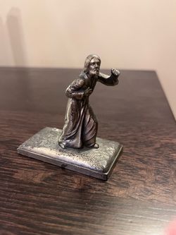 Vintage French Metal JESUS CHRIST Figurine Devotional Art Walking Crucifixion