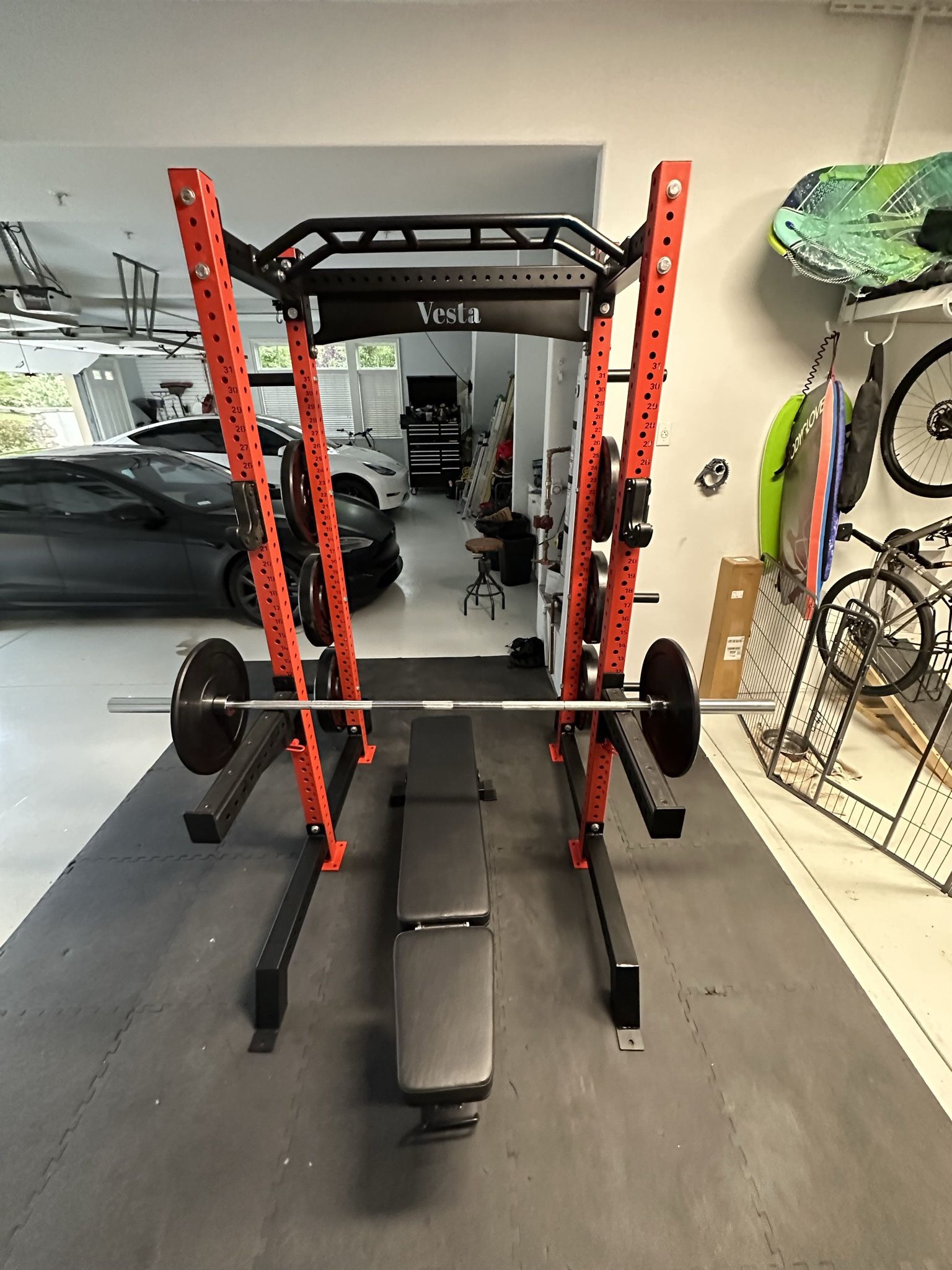 Vesta Fitness HR1000 Adjustable Bench 230lb Bumpers Olympic...