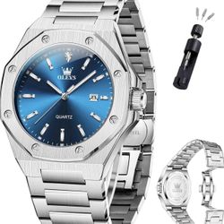 Brandnew  Mens Watches Octagonal Luxury Stainless Steel Dress Watches for Men Quartz Analog Large Face Luminous Relojes para Hombres