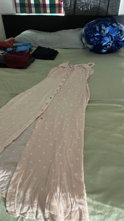 Pink Polka Dot Button-Front Maxi Dress