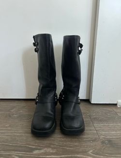 steve madden black leather boots size 5