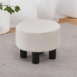 Cpintltr Velvet Ottoman Round Footrest Stool Upholstered Step Stool Ottoman - BRAND NEW (pre-assembled)