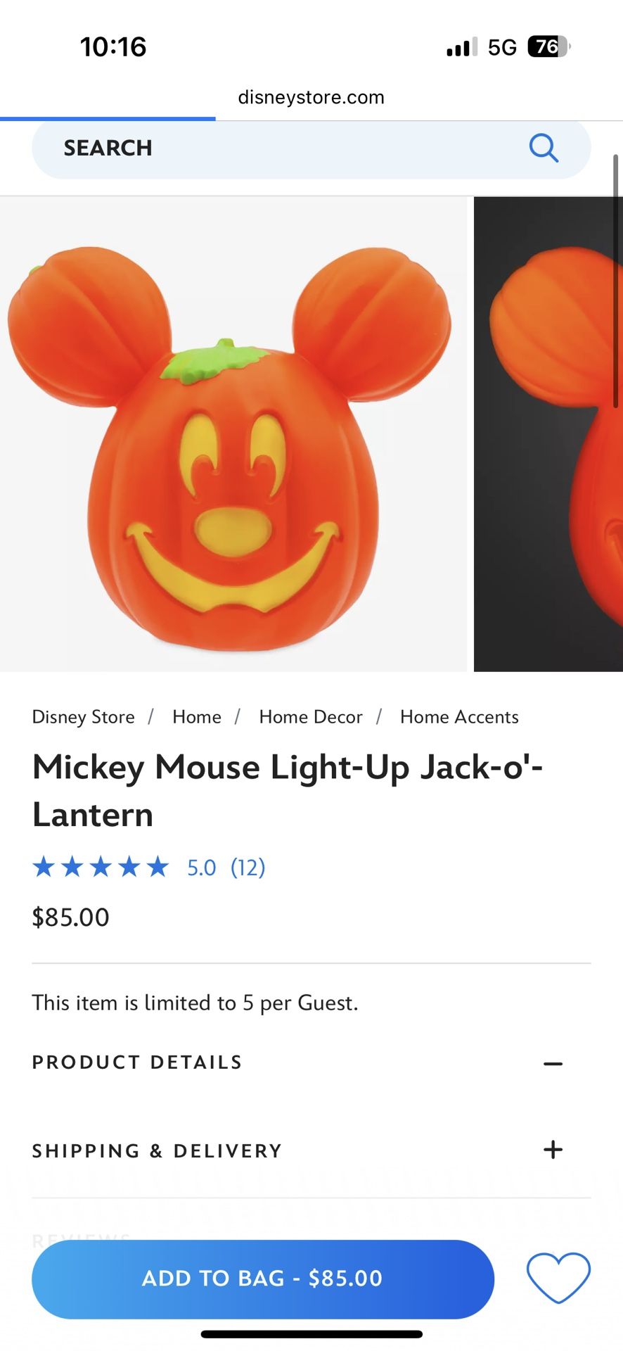 Light Up Disney Mickey Pumpkin