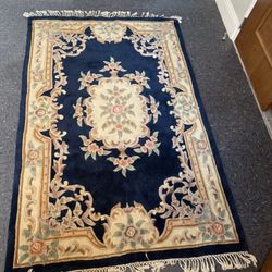 Vintage Hand Made Area Floor Rug 90"x58.5""