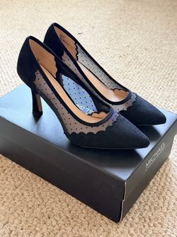Michael Shannon Black Mesh Pointed-Toe Heels