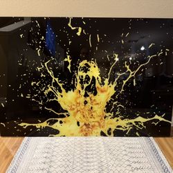 Yellow Splash Tempered Glass Print - GrakoDesign 175$