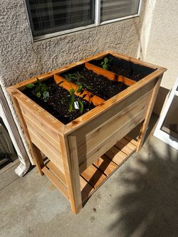 Elevated Wood Raised Garden Planter Box