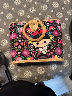 Frida Kahlo Womens Multicolor Burst Woven Palm Mexican Handmade Handbag