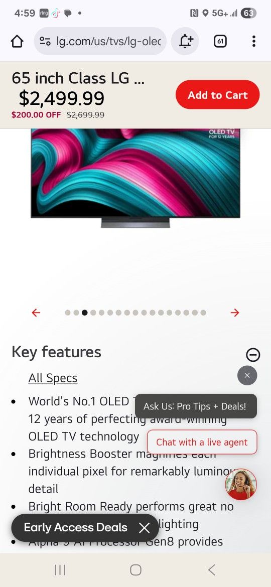 New 65 Inch Class LG OLED evo AI C5 4K Smart TV 2025