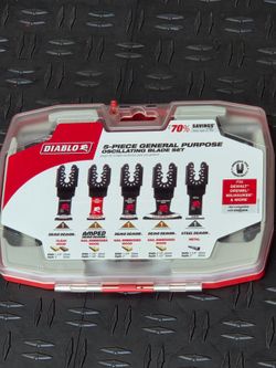 Brand New DIABLO Universal Fit Wood and Metal Bi- Metal & Carbide Oscillating Blade Set (5-Piece)