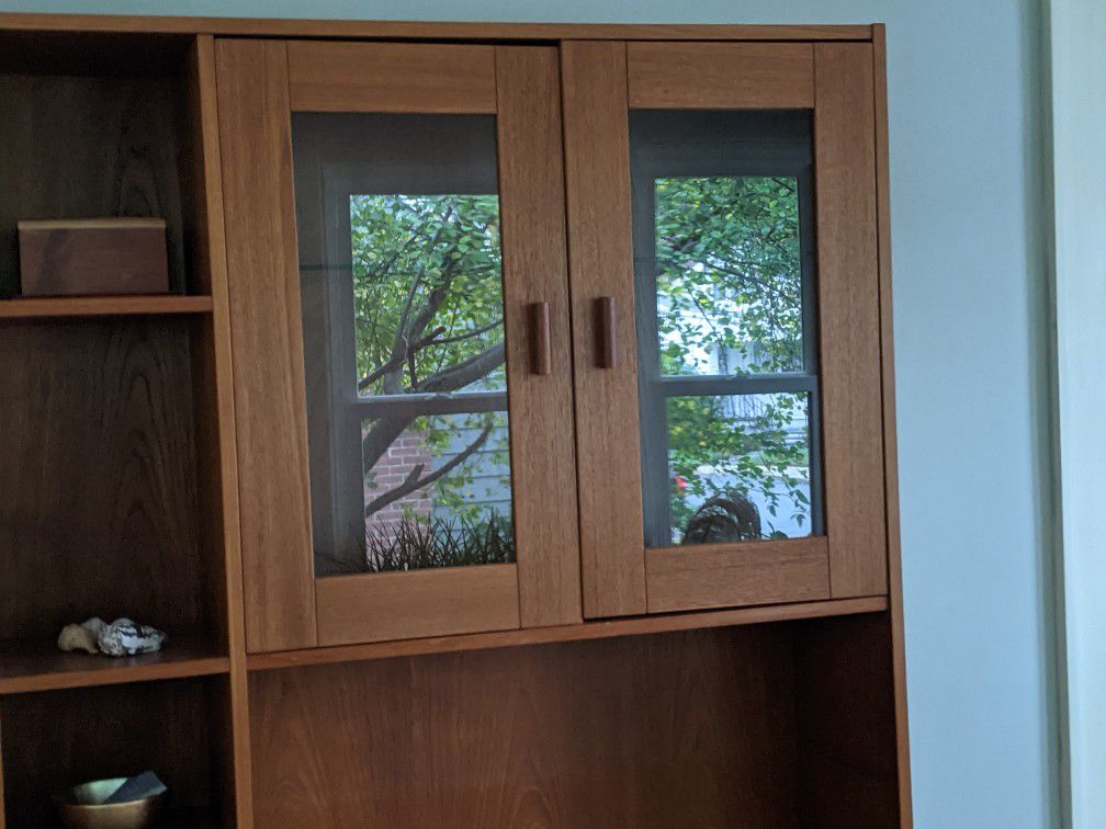 Teak Wall Unit With Pull Down Desk