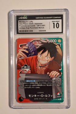 2026 One Piece Ichiban Kuji Purchase Bonus Monkey D. Luffy OP13-001 CGC 10 GEM