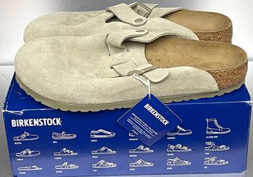 Birkenstock Boston BS Suede Clogs Taupe Khaki Men's US 12 EU 45 Regular NEW BOX