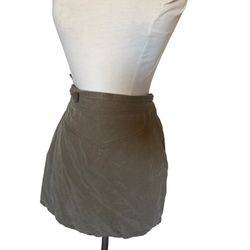 Forever 21 Green Military High Waisted Safari Mini Skirt With Tie And Pockets Womens Sz Xs