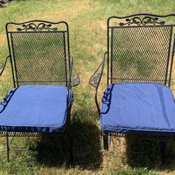 Six Blue Outdoor Seat Cushions