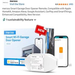 meross Smart Garage Door Opener Remote, APP Control, Compatible with Alexa and SmartThings, Multiple Notification Modes, No Hub Needed