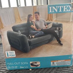 Intex Pull-Out Sofa w/ Cup Holders – Queen Air Mattress