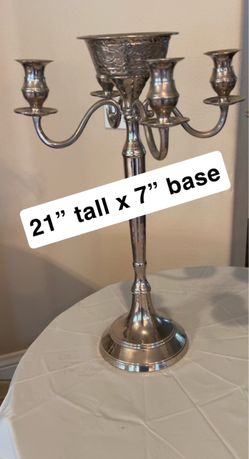 Silver tone 5-Arm Candelabra Candle Holder
