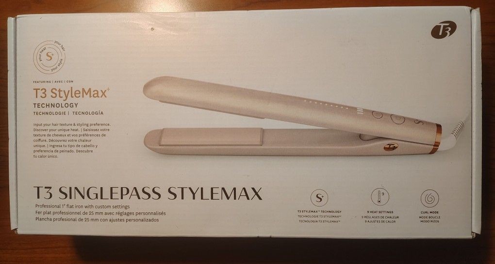 T3 SinglePass StyleMax Professional 1" Ceramic Flat Iron with Custom Heat