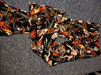 BLACK TATTOO STYLE- LEGGINGS PANTS-M