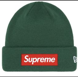 Supreme New Era Box Logo Beanie Green Dark Pine for Sale in