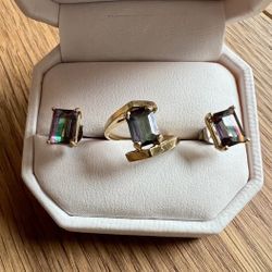 Rainbow Topaz Ring, Earrings, Bracelet and Pendant Set