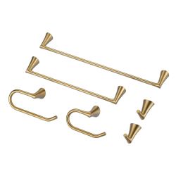 6-Piece Bath Hardware Set with Towel Bar, Toilet Paper Holder and Towel Hook in Gold