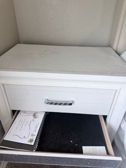 White Wood Nightstand with Dresser