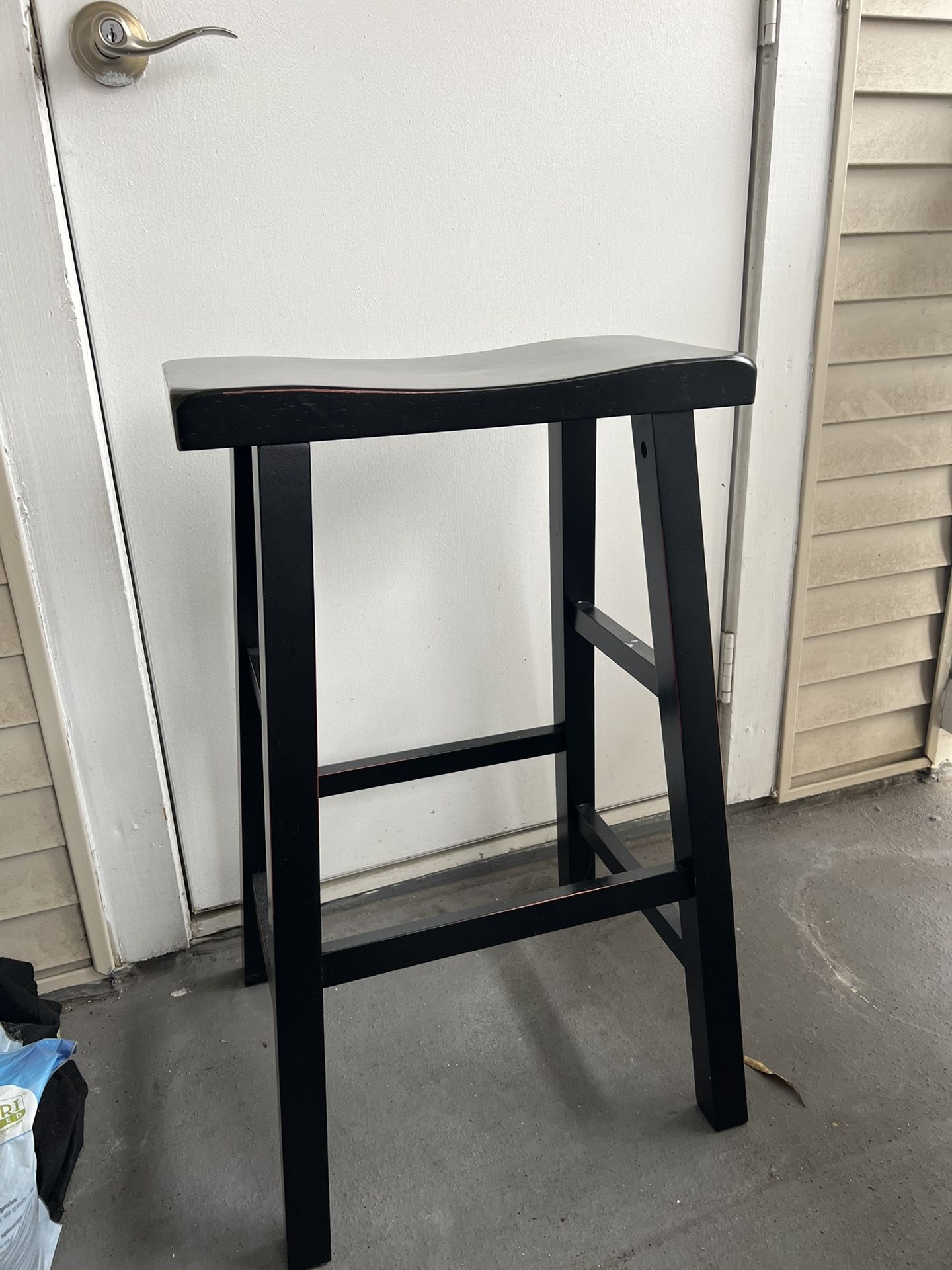 3 Black Wooden Bar Stools