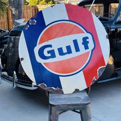 Gulf Porcelain Advertising Sign 30 Inches