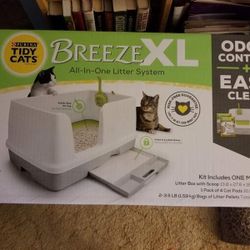 Purina NonClumping Litter System, Breeze XL Multi Cat Litter Box w/ Extra Pellets & Pads