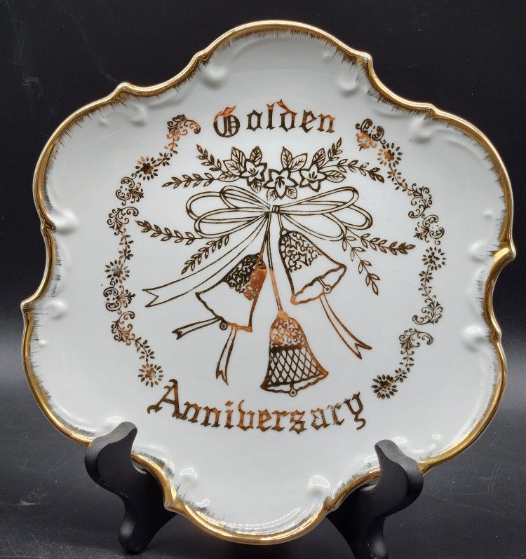 Vintage Giftcraft Japan Golden 50th Anniversary Commemorative Porcelain Plate 7.5"