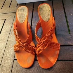 Satin And Cork Wedges