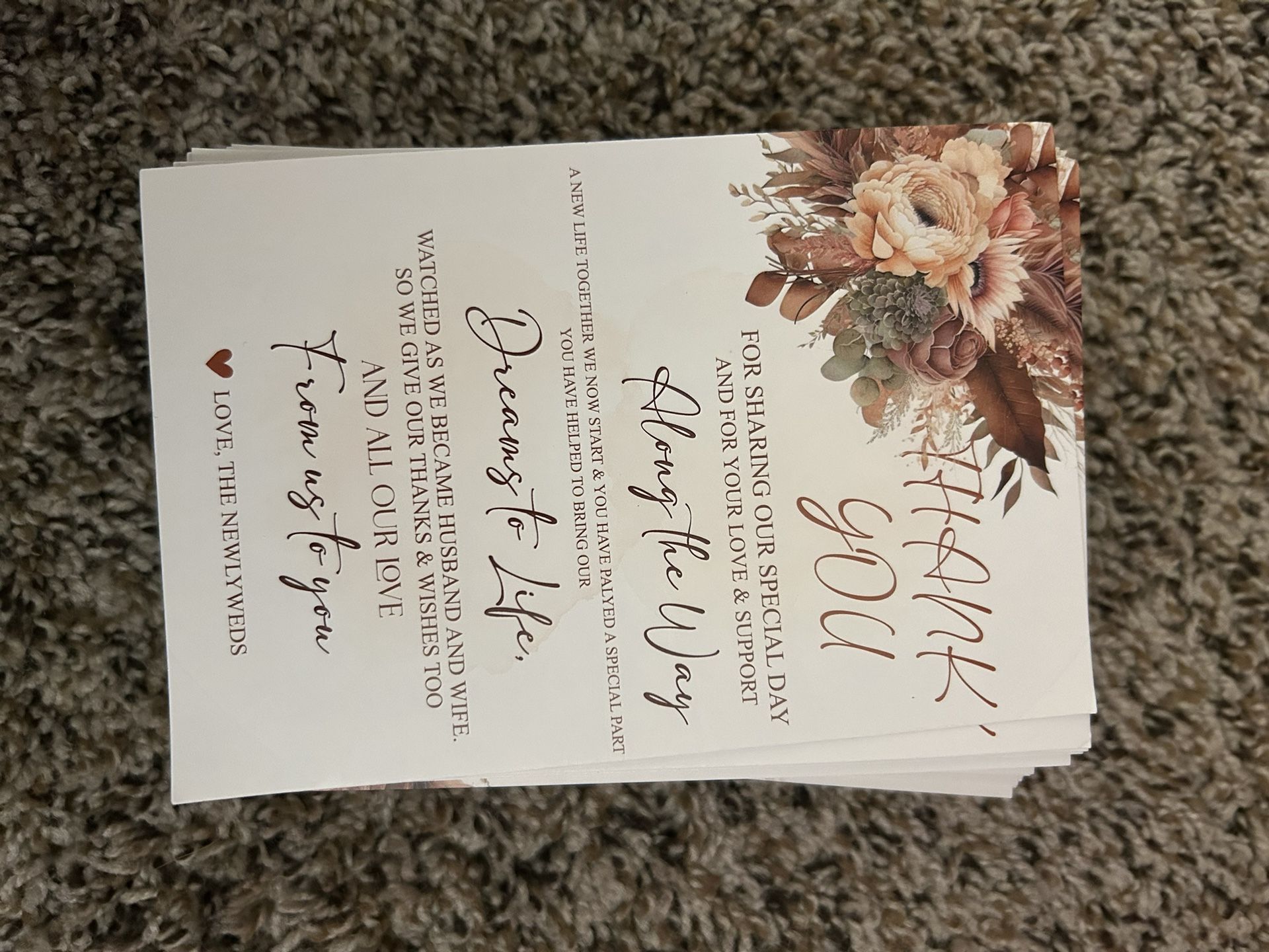 Terracotta Thank You Cards Wedding