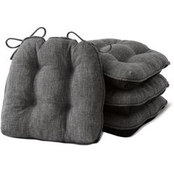 Chair Cushions for Dining Chairs Set of 4, Kitchen Chair Cushions, Chair Pads with Ties and Non Slip Backing, Tufted Memory Foam Seat Cushion 4 Pack, 