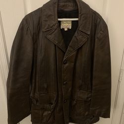 Brett Kent brown leather insulated coat