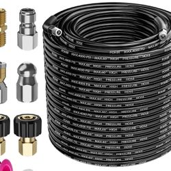 100ft feet Pressure Washer 1/4” Hose w/ Adapters & Nozzles