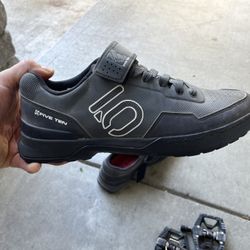 Five Ten Bike Shoes  Mens Size 10 And Clips With Pedals 