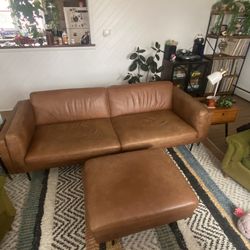Leather Sofa and Ottoman
